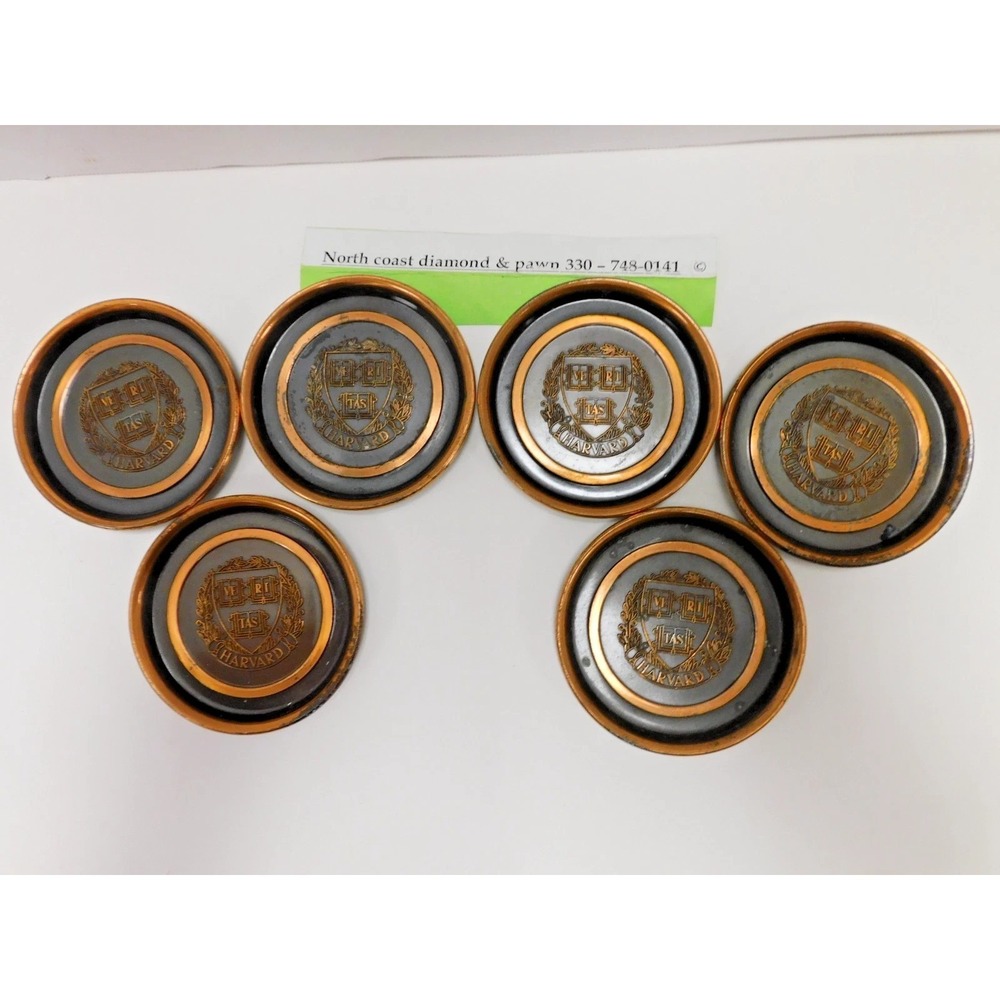 Vintage Harvard Hyde Park Copper/Bronze Coaster set (6)DH10